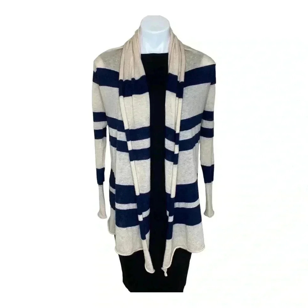 Club Monaco cashmere striped sweater open front cardigan size XS duster